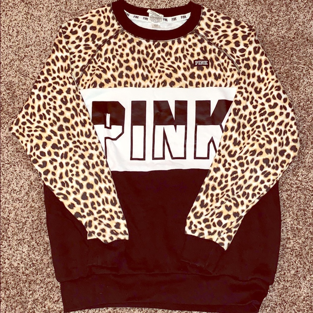 VS Pink leopard print sweatshirt